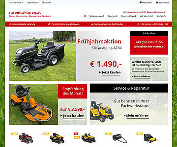 Webschmiede Referenz - rasentraktoren.at - Autohaus Dorner - Screenshot