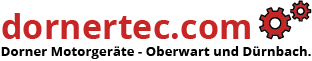 Logo von dornertec.com mit roten Zahnrädern und Text Dorner Motorgeräte - Oberwart und Dürnbach.