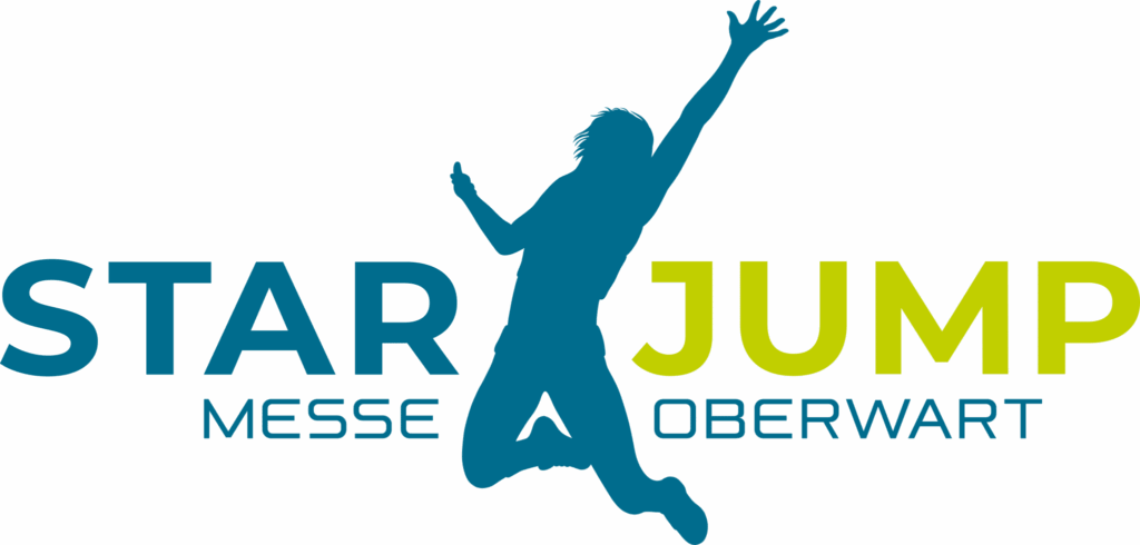 Logo der Star Jump Messe Oberwart mit einer springenden Silhouette, passend für die Webschmiede Web Agentur Oberwart Burgenland.