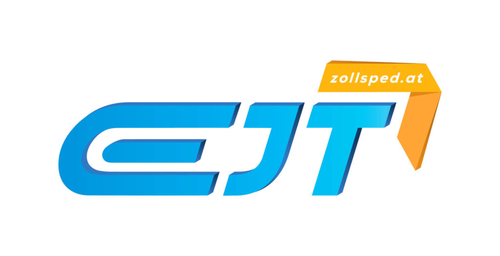 Logo von EJT Spedition vor weißem Hintergrund, mit gelbem Banner, Webdesign von Webschmiede Web Agentur Oberwart.