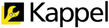 Logo von Kappel mit stilisiertem Schraubenschlüssel auf gelbem Hintergrund, repräsentiert Service und Handwerkskompetenz.