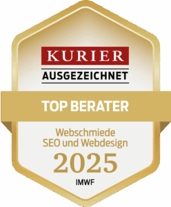 Auszeichnung als Top Berater 2025 für Webschmiede SEO und Webdesign von Kurier, Web Agentur Oberwart.