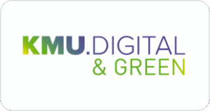 Logo von KMU.Digital & Green, unterstützt nachhaltige digitale Lösungen für kleine und mittlere Unternehmen.