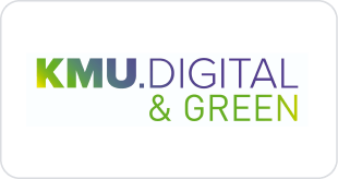 Logo von KMU.Digital & Green, unterstützt nachhaltige digitale Lösungen für kleine und mittlere Unternehmen.