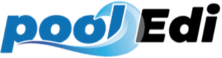 Logo von poolEdi mit blauer Welle, repräsentiert Branding-Design durch Webschmiede, Spezialist für WordPress-Websites und SEO.
