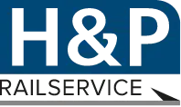 Logo von H&P mit blauem Hintergrund, möglicherweise Partner oder Kunde der Webschmiede, WordPress Agentur aus Oberwart.